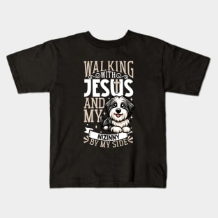 Jesus and dog - Polish Lowland Sheepdog Kids T-Shirt